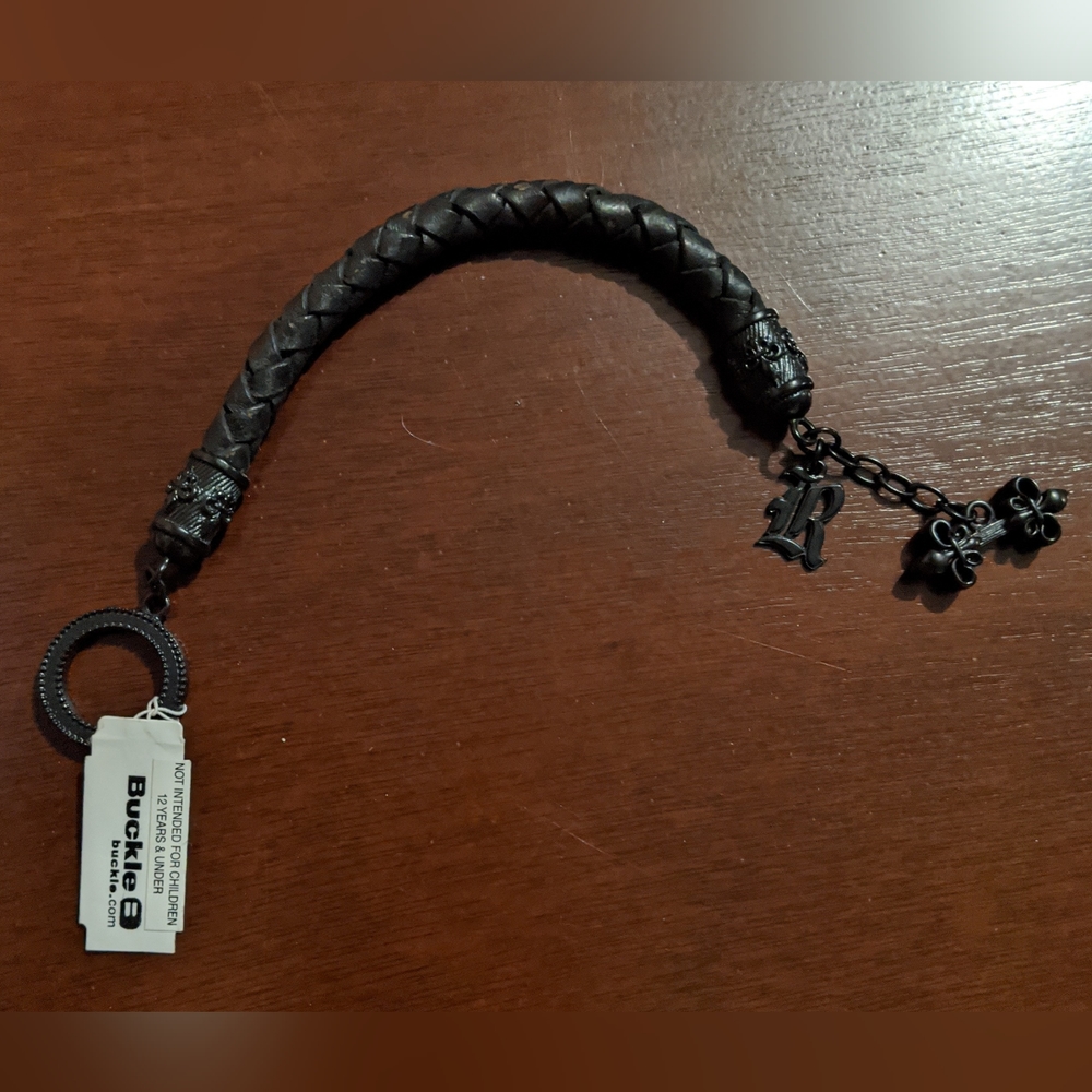 NWT black Rock Revival leather braided bracelet